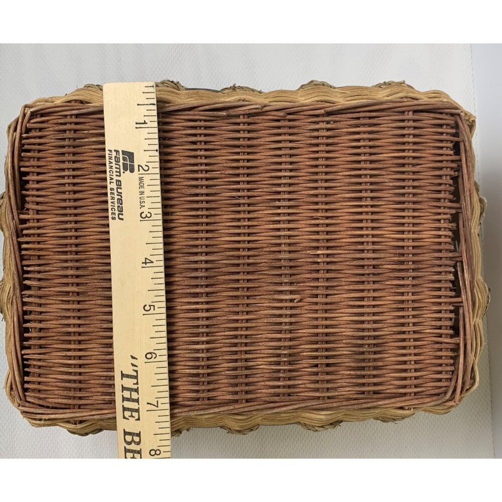 Vintage Nautical-Themed Woven Basket Wire Bail Handles Sailboat Design 10"x12" - Picture 14 of 14
